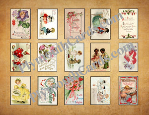 Valentine mini cards sheet - Digital file