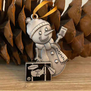 Clarence 2022 Snowman ornament - 11 suitcase colors-Plymouth Cards