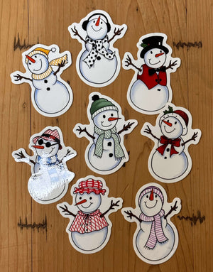 Snowman entire set of 8 stickers