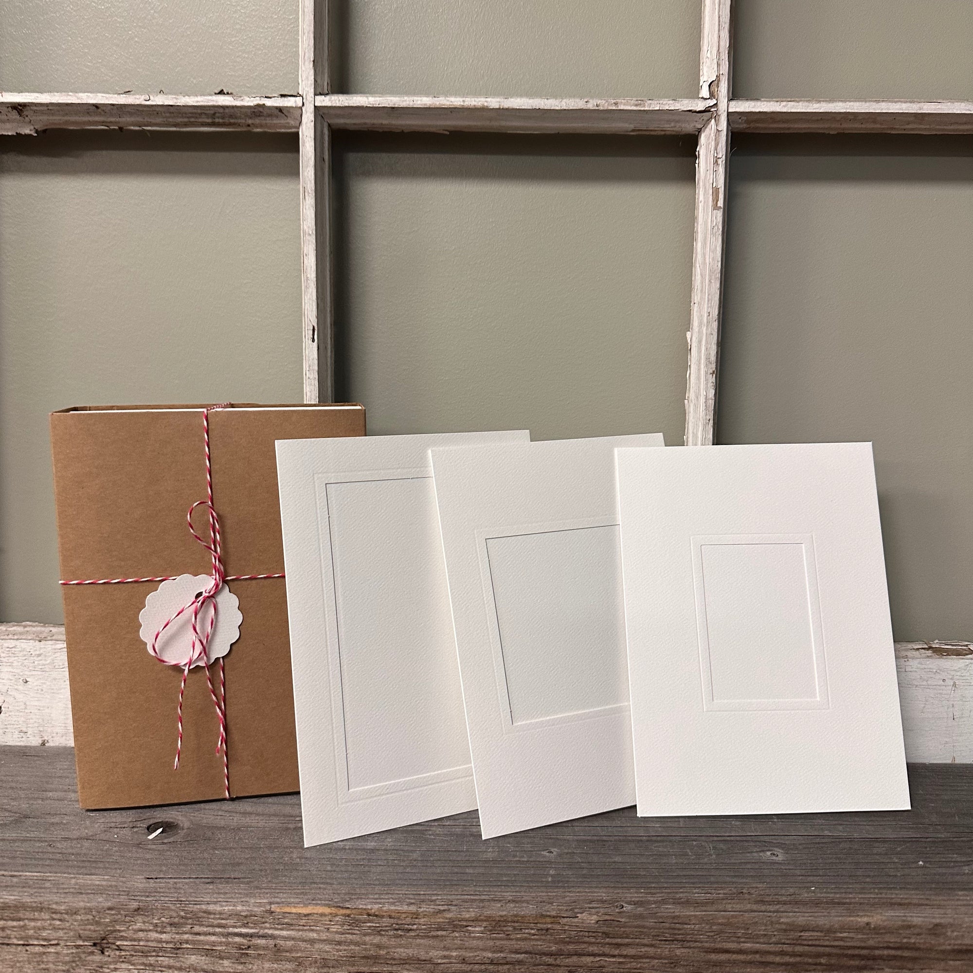 12 Snow insert note cards set - 3 window openings