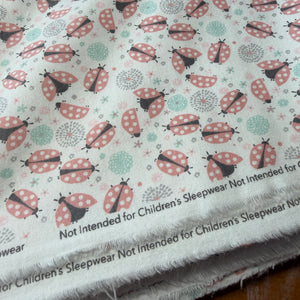 Ladybug flannel cotton fabric - by the 1/4 yard