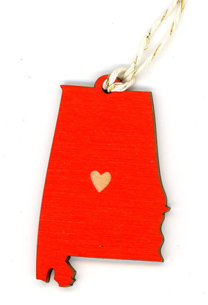 State Heart Wooden Ornaments