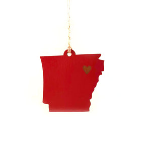 State Heart Wooden Ornaments