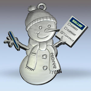 Clarence for President 2024 snowman ornament