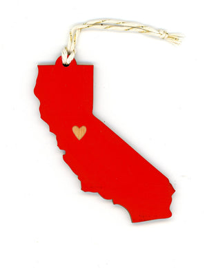 State Heart Wooden Ornaments