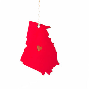 State Heart Wooden Ornaments