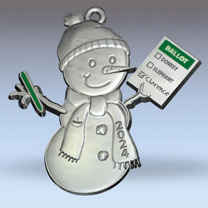 Clarence for President 2024 snowman ornament