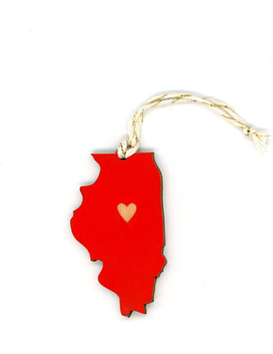 State Heart Wooden Ornaments