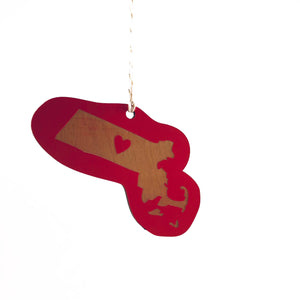 State Heart Wooden Ornaments