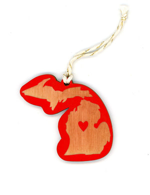 State Heart Wooden Ornaments