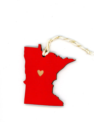 State Heart Wooden Ornaments