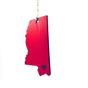 State Heart Wooden Ornaments