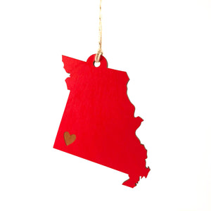 State Heart Wooden Ornaments