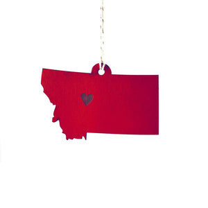 State Heart Wooden Ornaments