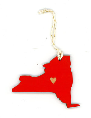 State Heart Wooden Ornaments