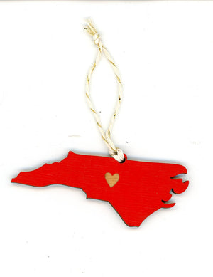 State Heart Wooden Ornaments