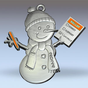 Clarence for President 2024 snowman ornament