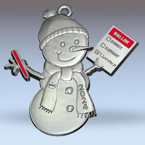 Clarence for President 2024 snowman ornament