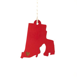 State Heart Wooden Ornaments