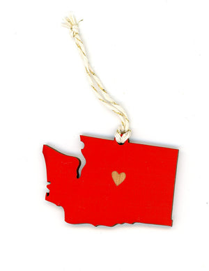 State Heart Wooden Ornaments