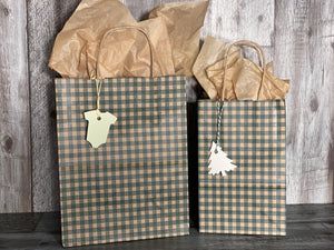 Gift Bag & Tag - Green Gingham-Bags-Plymouth Cards