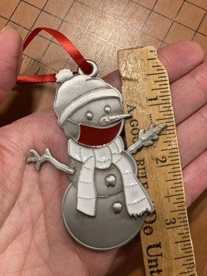Teal Clarence the Snowman Ornament-Plymouth Cards