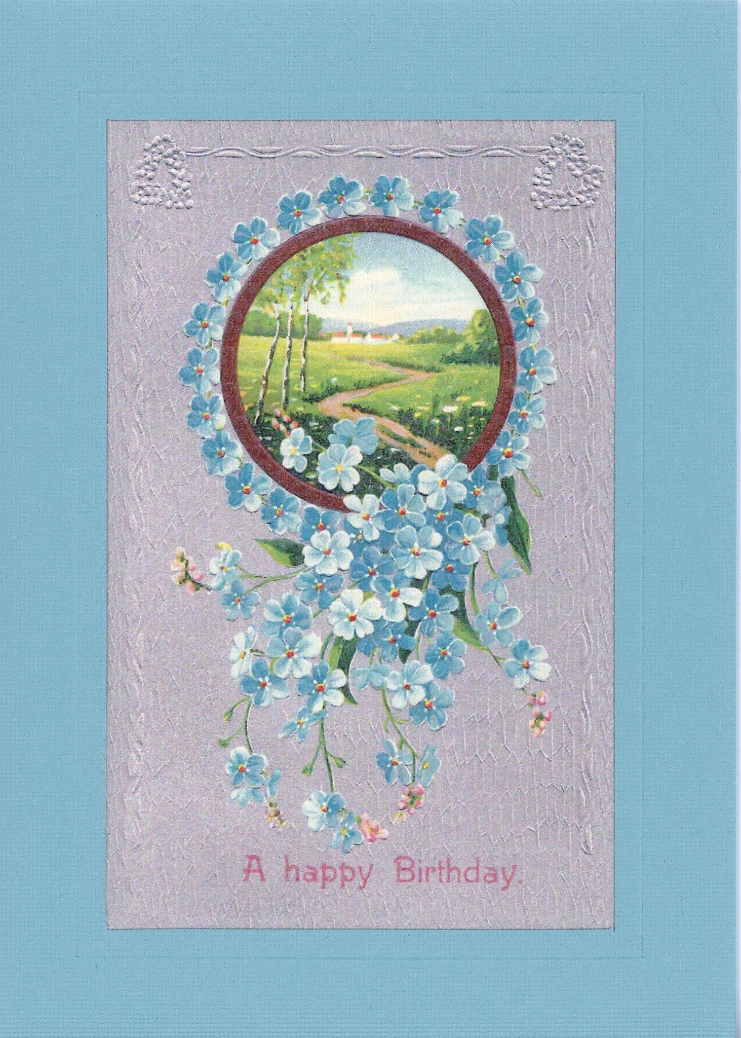 A Happy Birthday with flowers-Greetings from the Past-Plymouth Cards