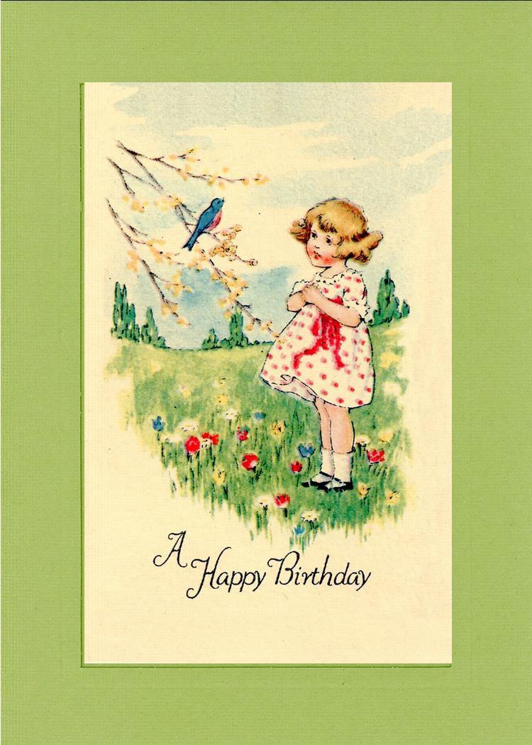 A Happy Birthday in field-Greetings from the Past-Plymouth Cards