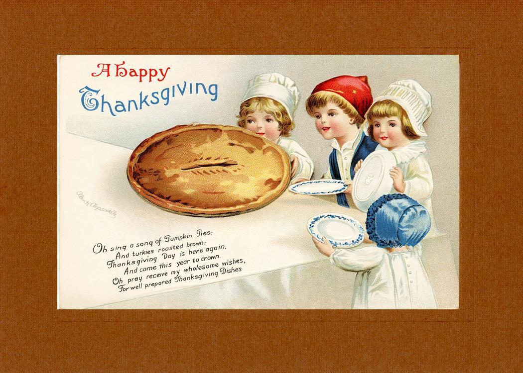 A Happy Thanksgiving pie-Greetings from the Past-Plymouth Cards