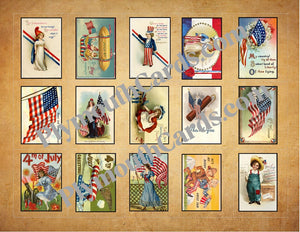 4th of July mini cards sheet - Digital file