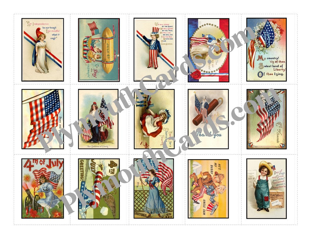 4th of July mini cards sheet - Digital file