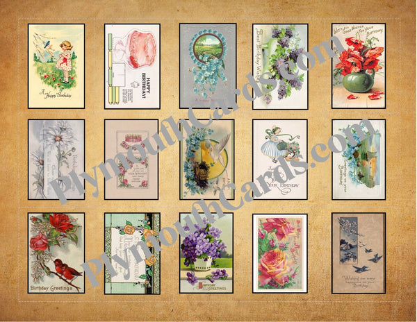 Birthday mini cards sheet - Digital file - Plymouth Cards