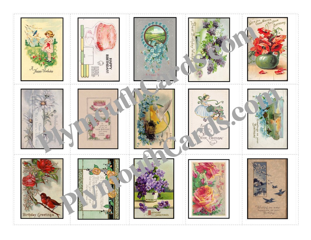 Birthday mini cards sheet - Digital file