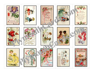 Valentine mini cards sheet - Digital file