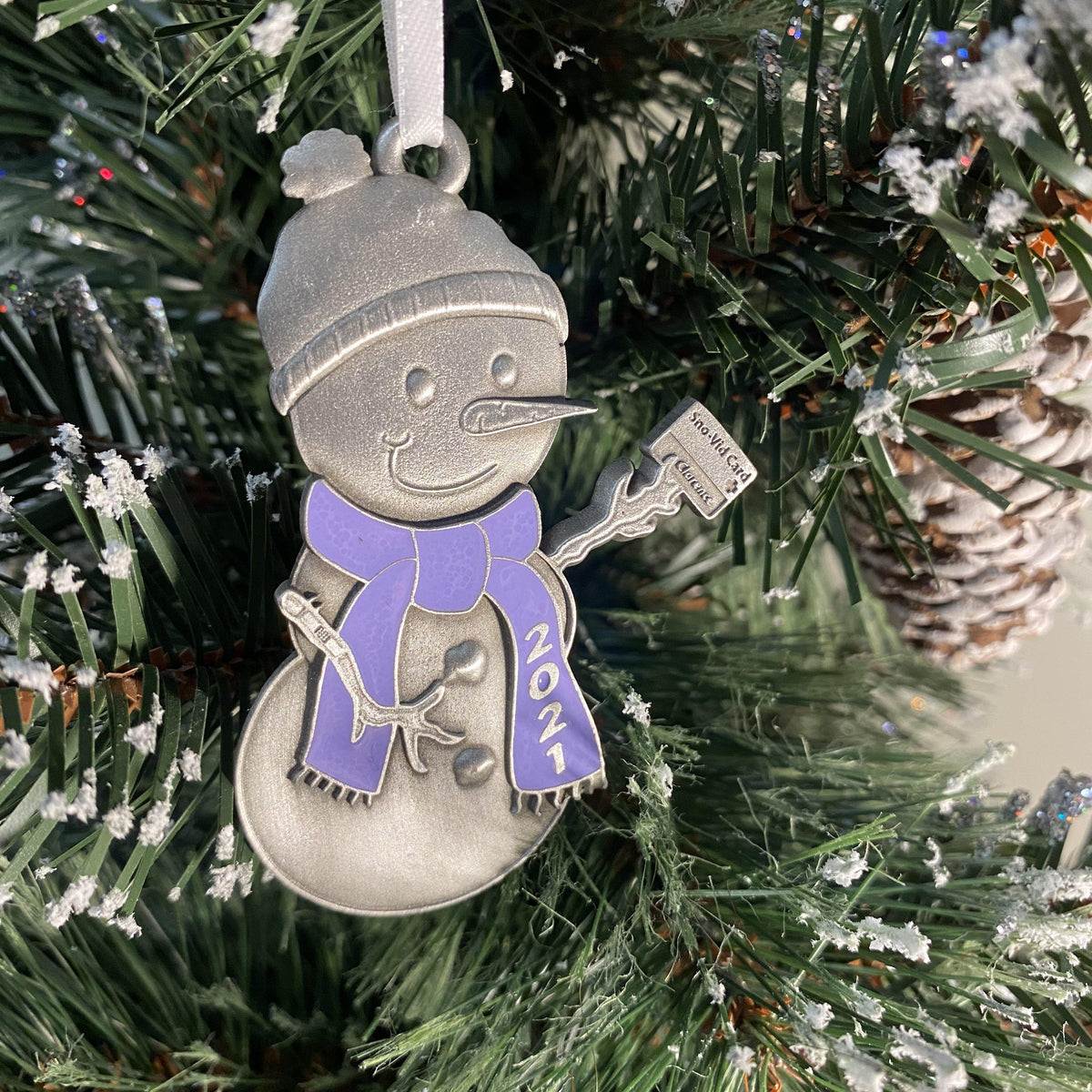 Clarence 2021 Snowman ornament - Many colors to choose-Plymouth Cards