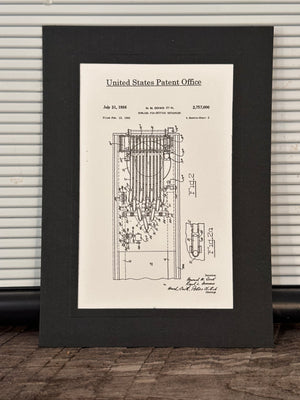 Candlepin bowling pin setting patent card