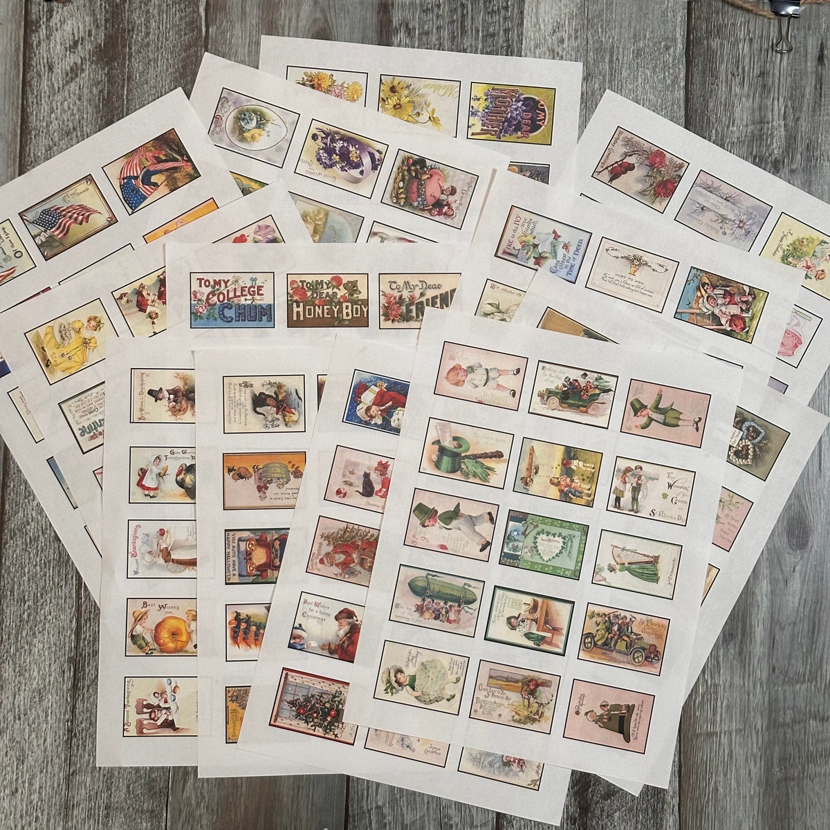 Bundle - Vintage mini card sheets - Digital File