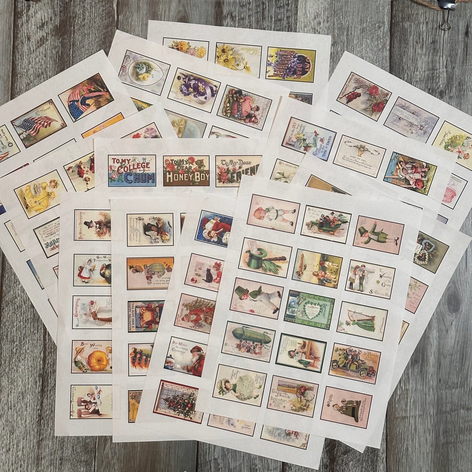 Bundle - Vintage mini card sheets - Digital File