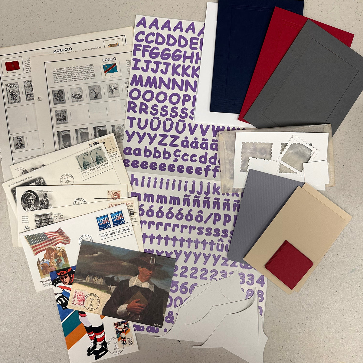 Postage Stamps Junk Journal card kit - April 2024