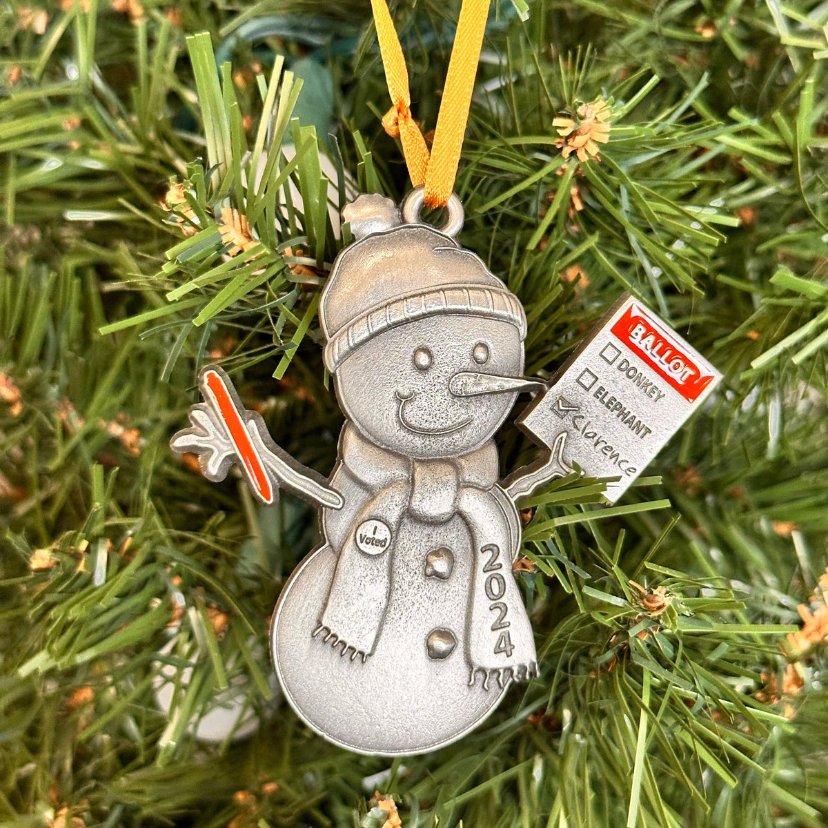 Clarence for President 2024 Snowman ornament