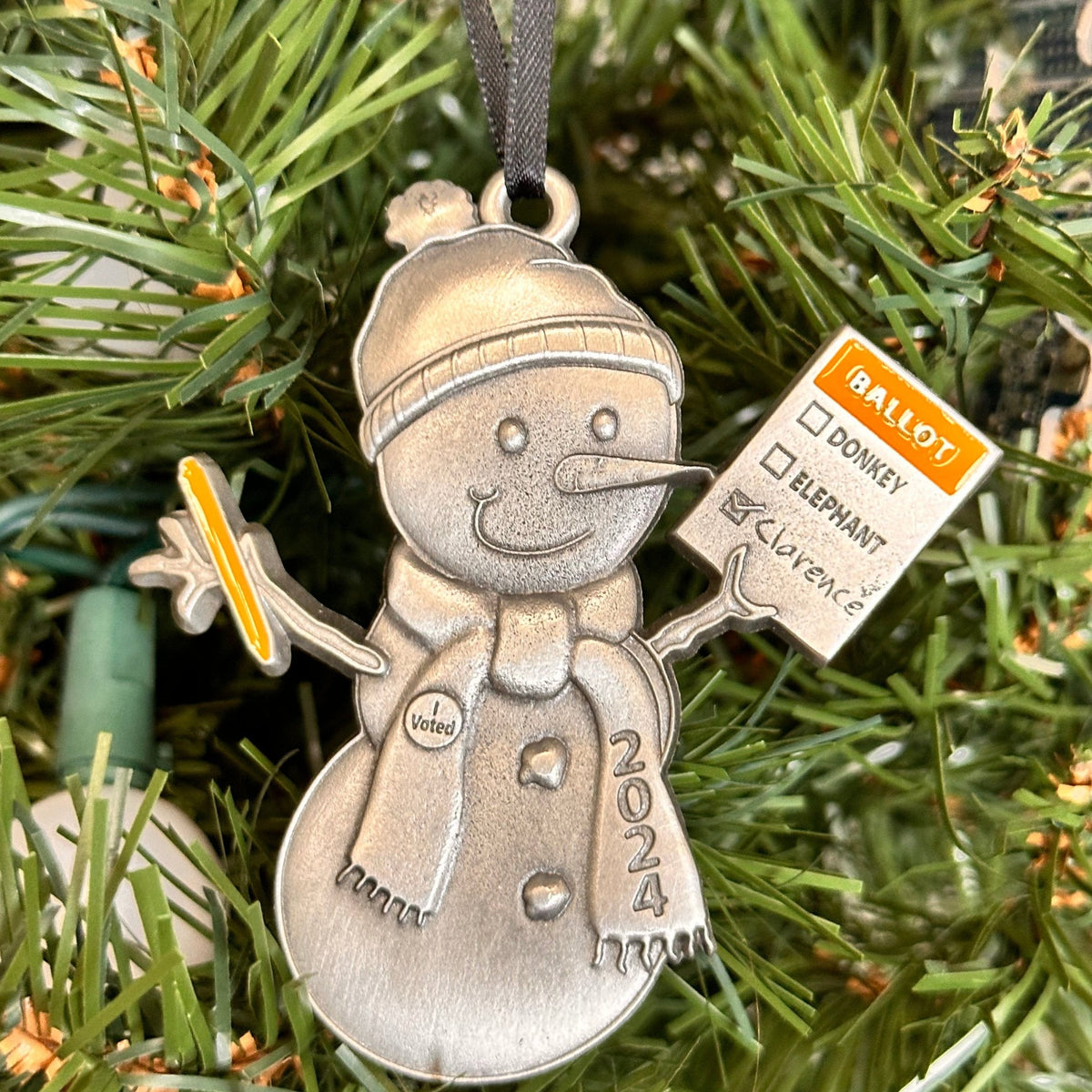 Clarence for President 2024 Snowman ornament