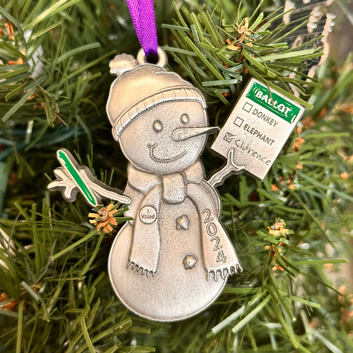 Clarence for President 2024 Snowman ornament