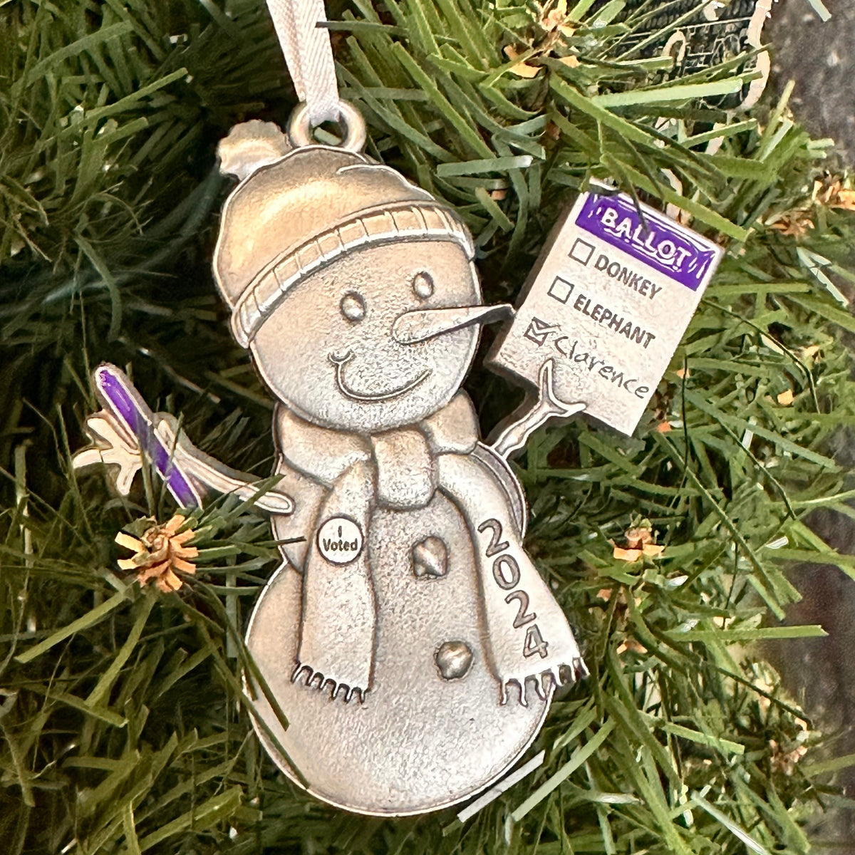 Clarence for President 2024 Snowman ornament