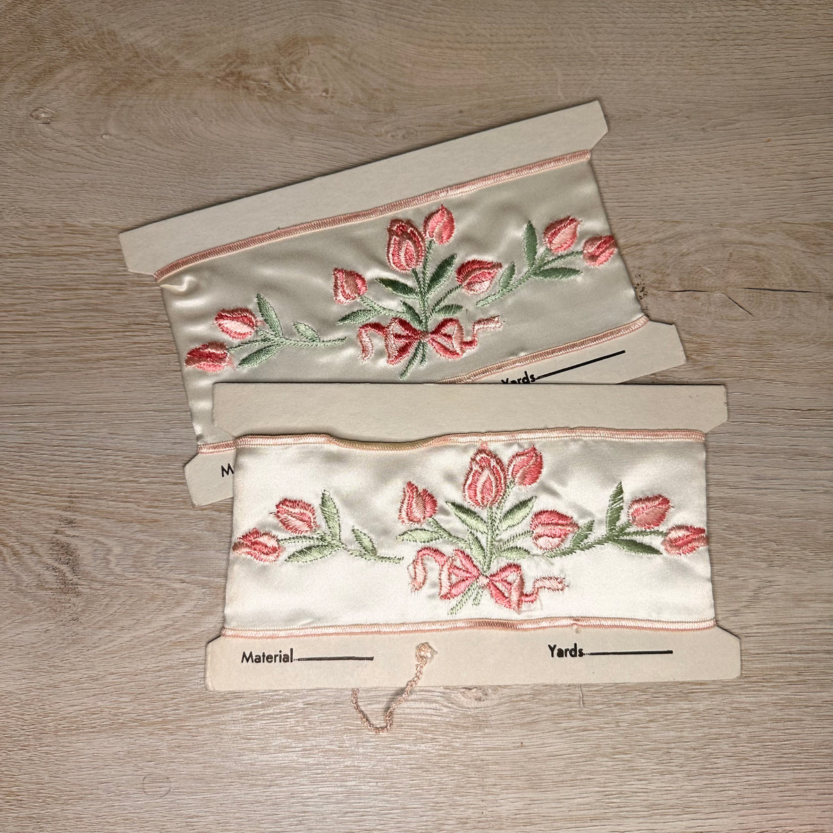 Floral satin ribbon - set of 5