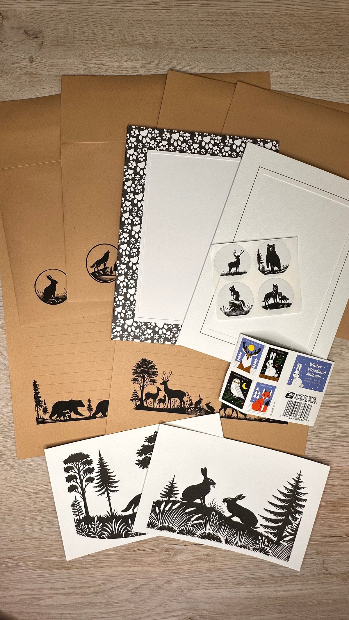 Woodland stationery kit