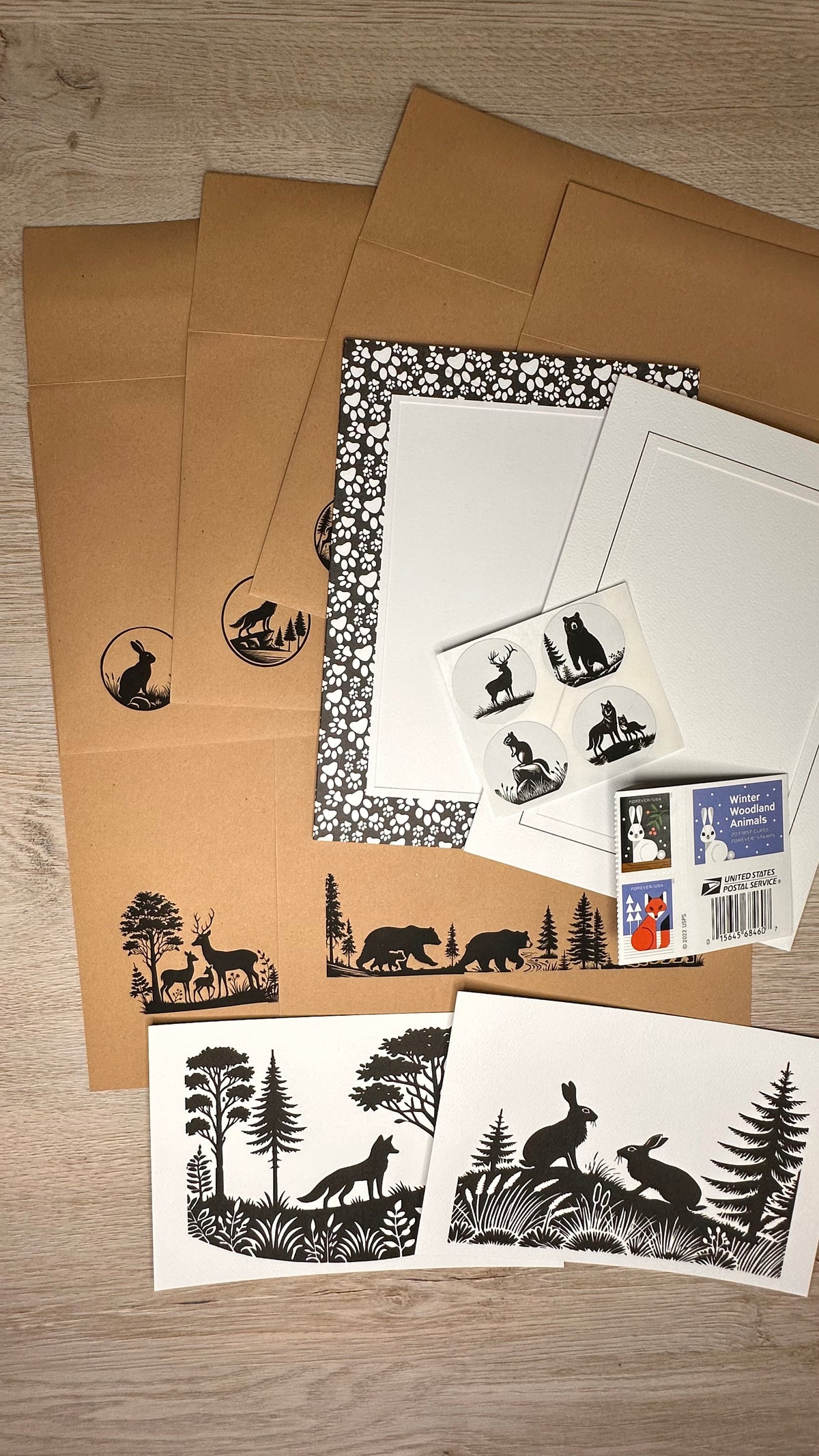 Woodland stationery kit