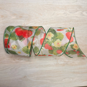 Strawberry sheer ribbon - by the yard