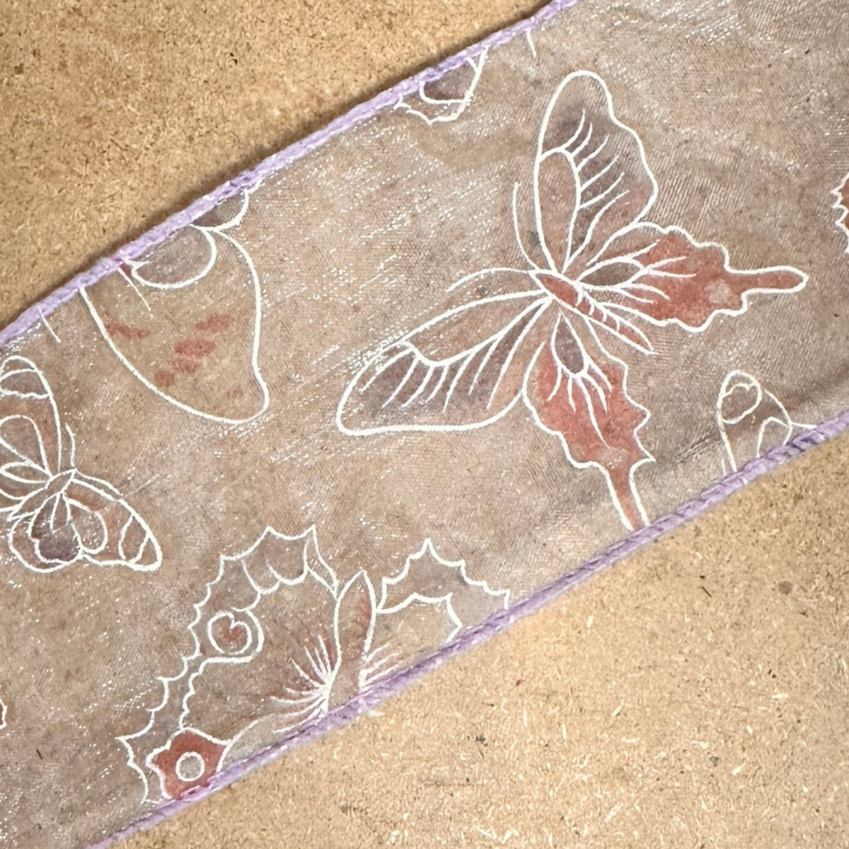 Lilac/Pink butterfly sheer ribbon - by the yard