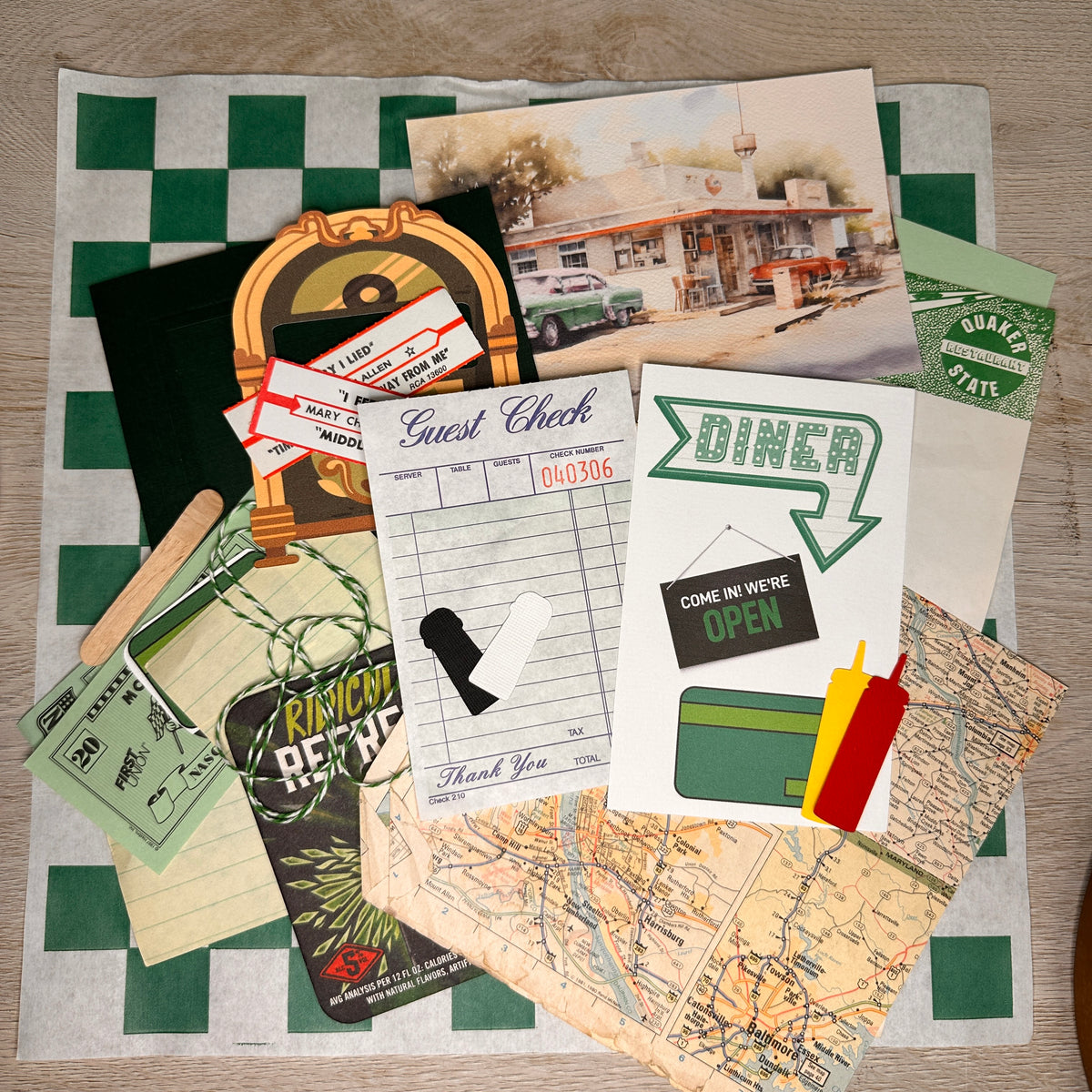 Green Diner Mini Journal card kit - April 14th ONLY