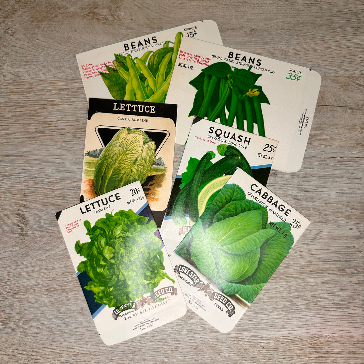 Vegetable seed packets - set of 6